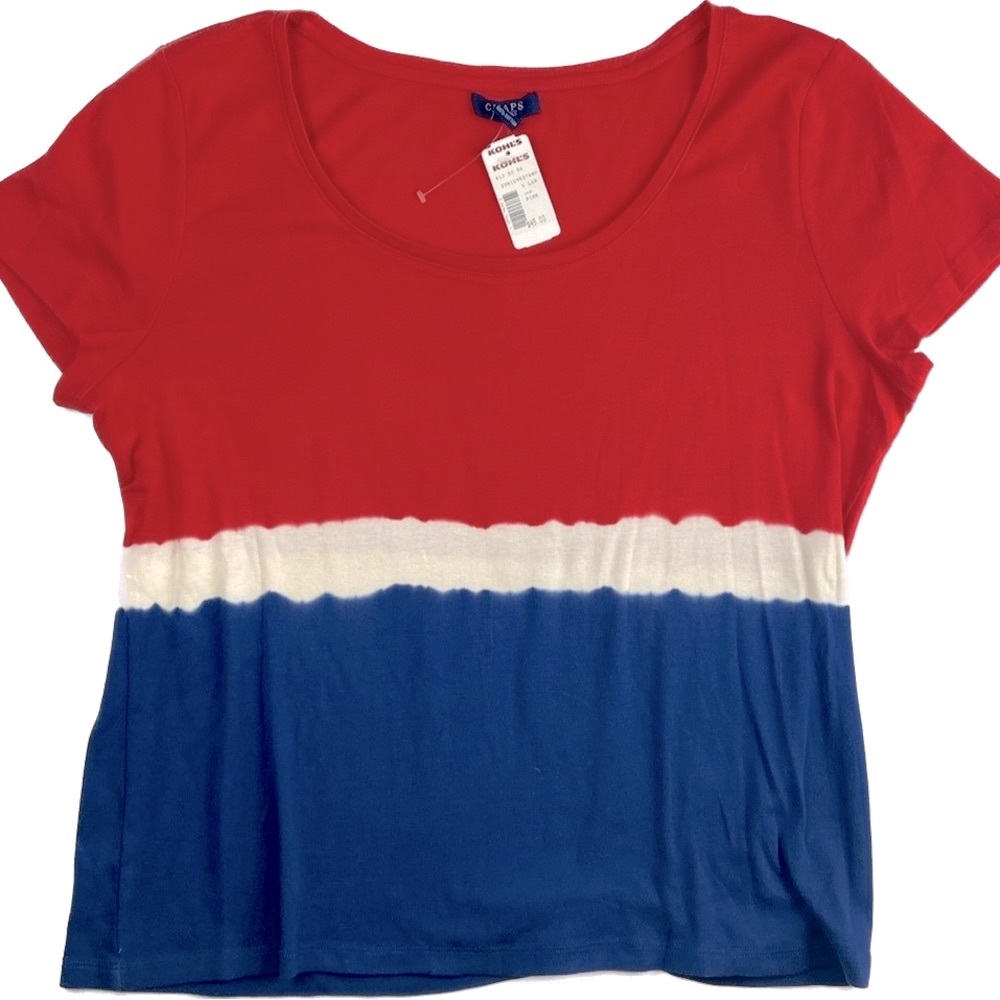 NWT Chaps Red White Blue Patriotic tie-dye t-shirt rich thick 100% cotton